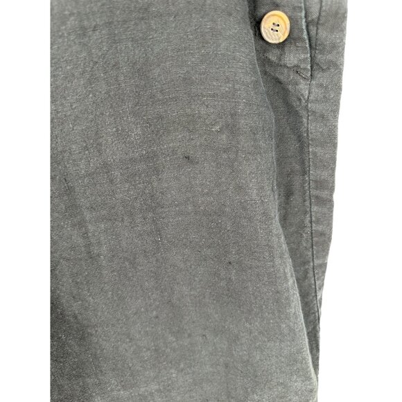 Talbots Pants Women 10 Navy‎ Blue Wide Leg Linen Side Buttons High Rise - Picture 5 of 8